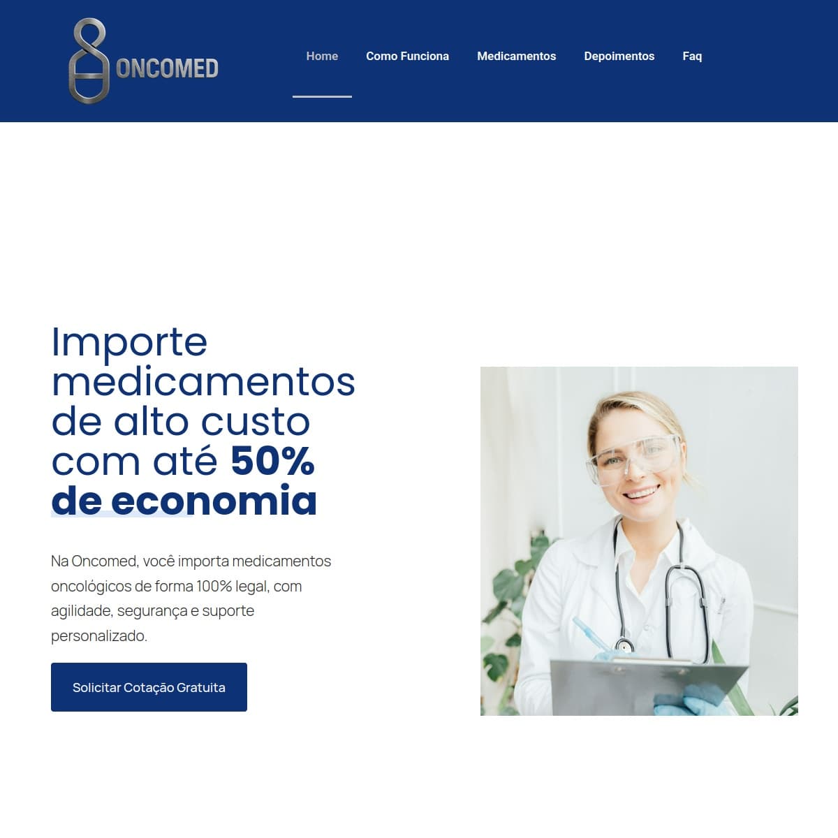 Página inicial do projeto Oncomed Medicamentos