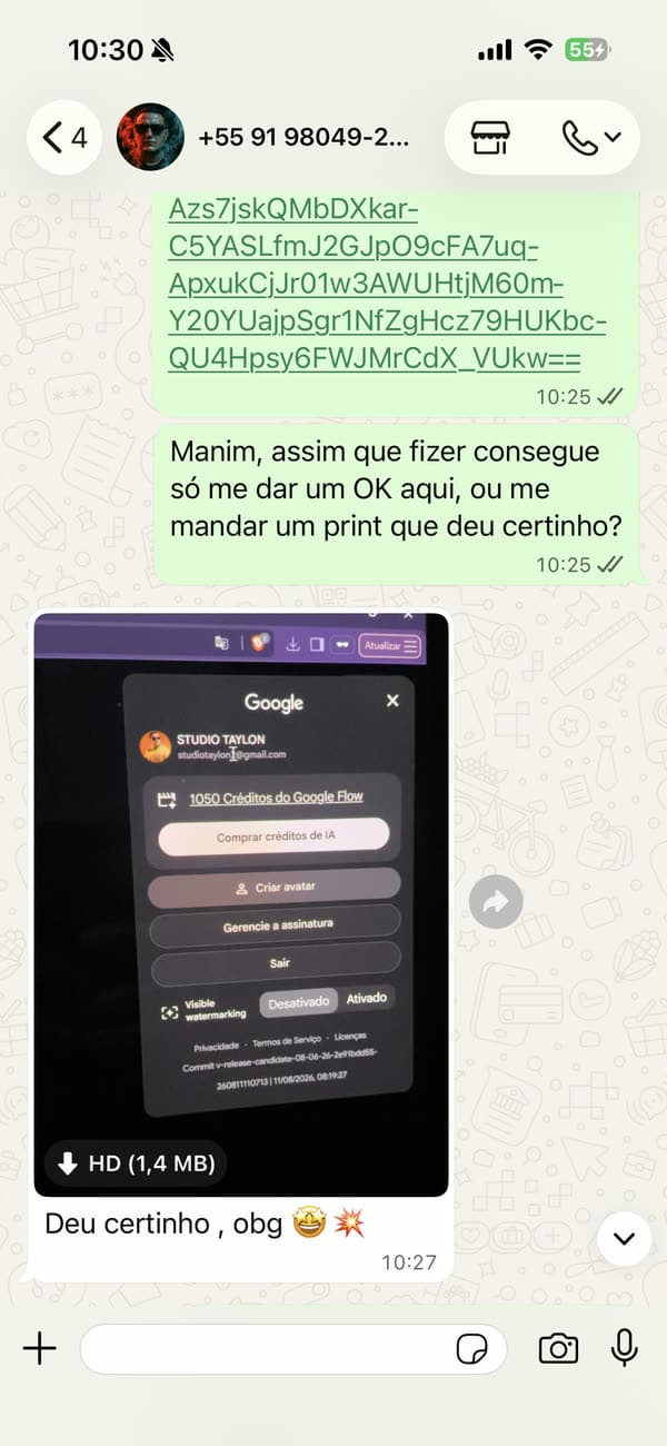 Testimonio 1: cliente mostrando la activación completada de Google AI Pro
