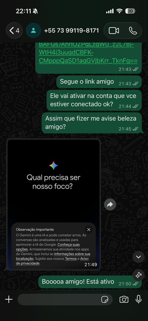 Testimonio 5: cliente mostrando la activación completada de Google AI Pro