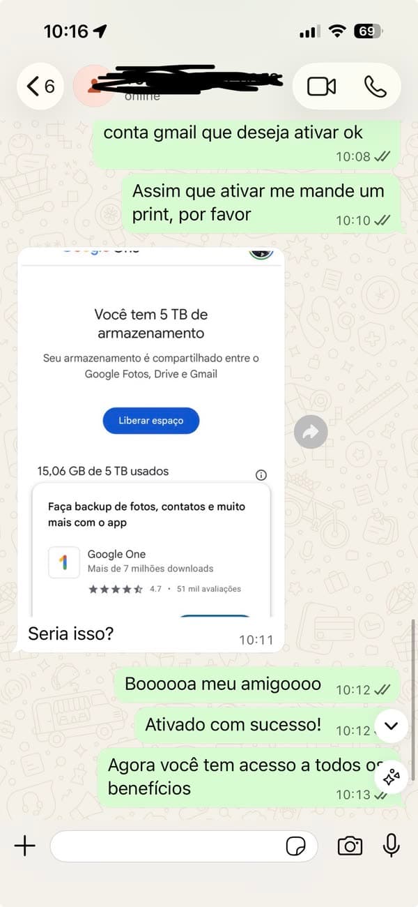 Testimonio 9: cliente mostrando la activación completada de Google AI Pro