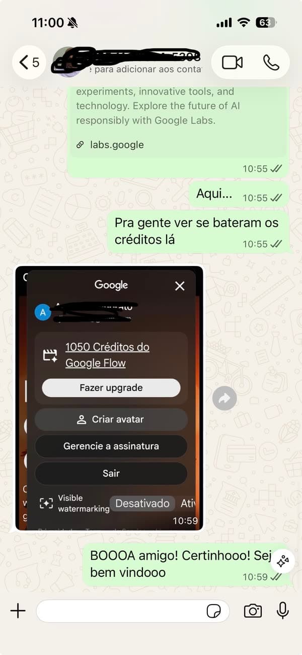 Depoimento 11: cliente mostrando a ativação concluída do Google AI Pro