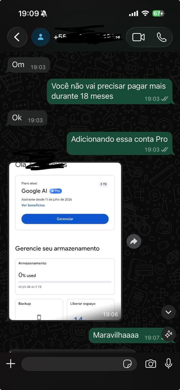 Testimonio 13: cliente mostrando la activación completada de Google AI Pro