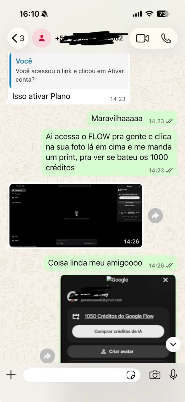 Testimonio 14: cliente mostrando la activación completada de Google AI Pro