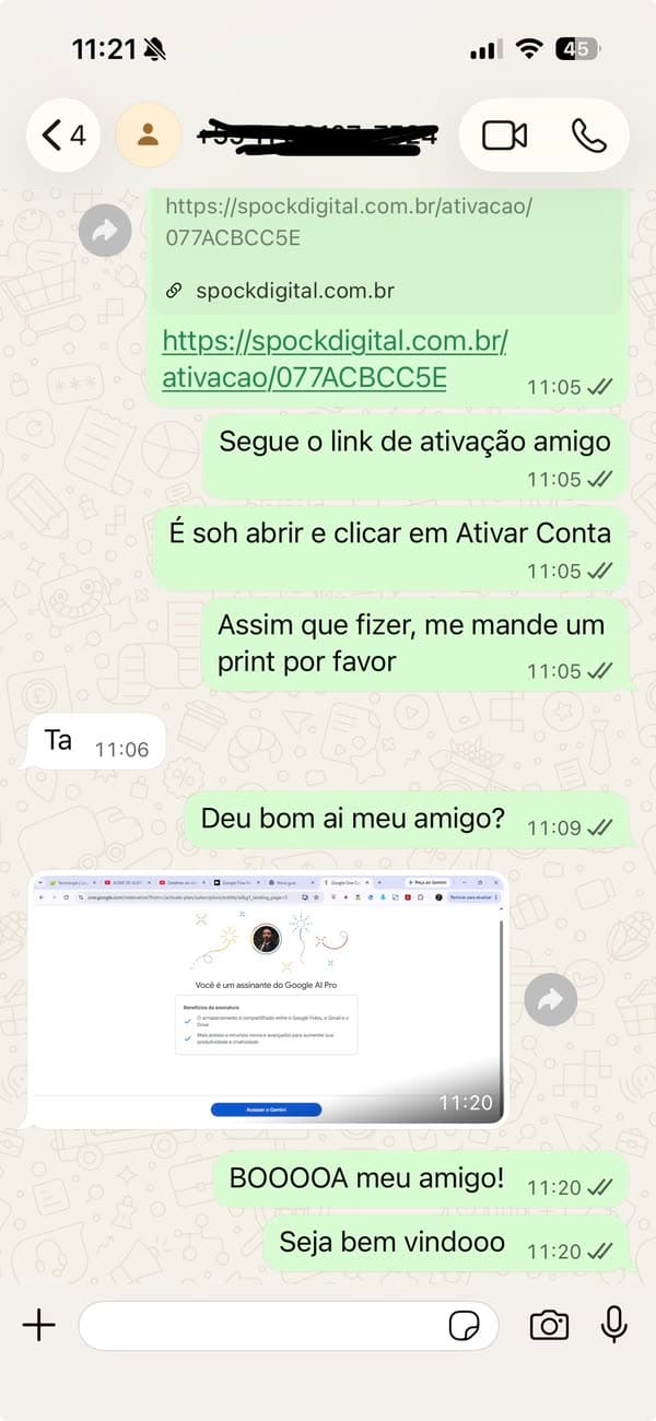 Testimonio 16: cliente mostrando la activación completada de Google AI Pro