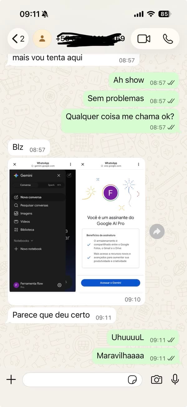 Testimonio 20: cliente mostrando la activación completada de Google AI Pro