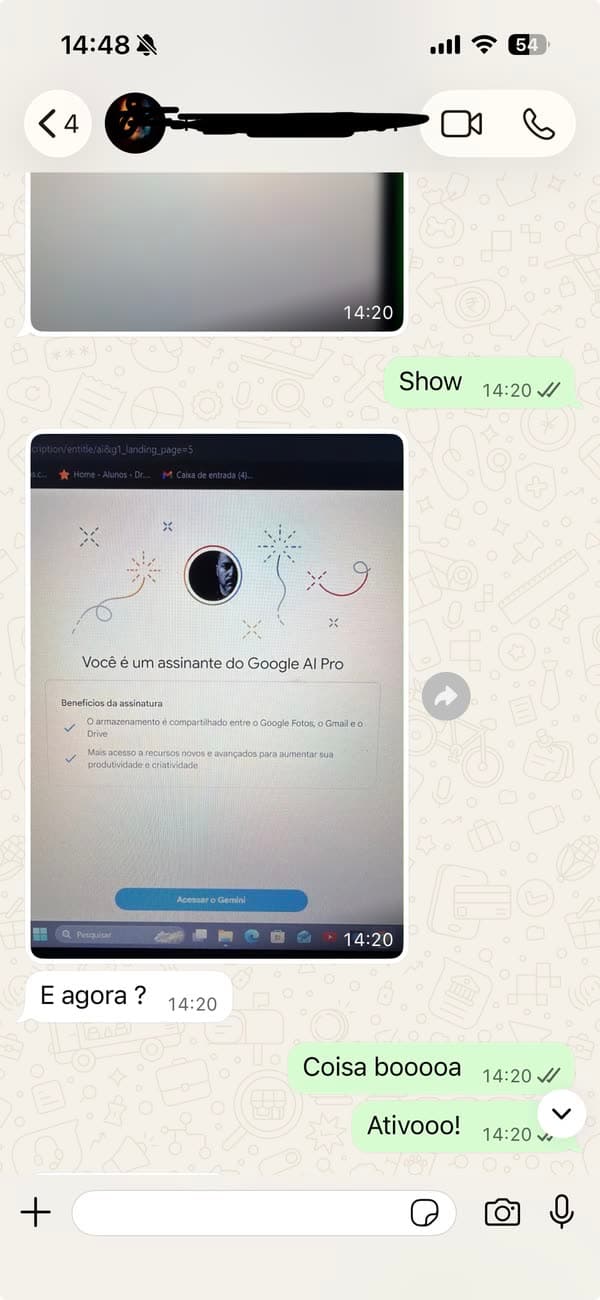 Testimonio 22: cliente mostrando la activación completada de Google AI Pro