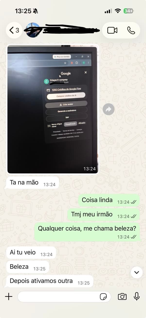 Depoimento 25: cliente mostrando a ativação concluída do Google AI Pro