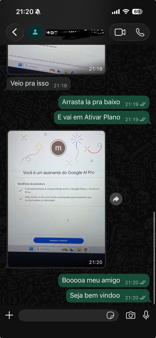Testimonio 30: cliente mostrando la activación completada de Google AI Pro