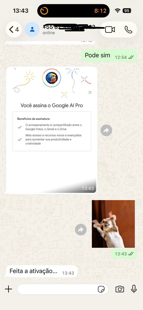 Testimonio 32: cliente mostrando la activación completada de Google AI Pro