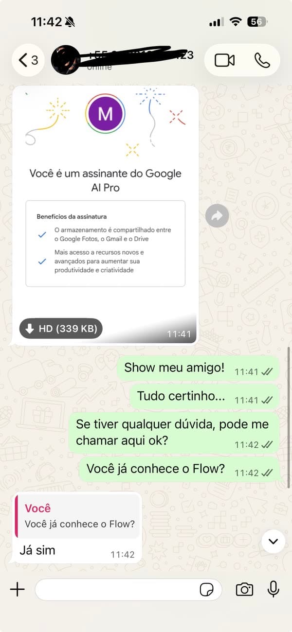 Testimonio 35: cliente mostrando la activación completada de Google AI Pro