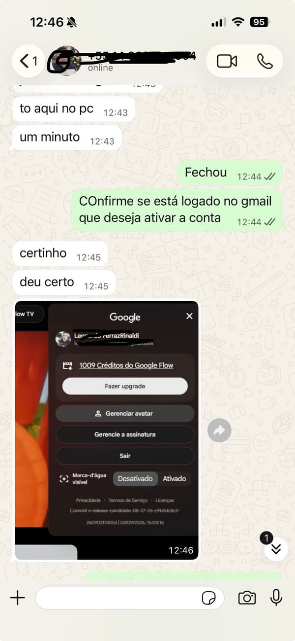 Depoimento 42: cliente mostrando a ativação concluída do Google AI Pro